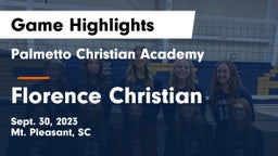 Palmetto Christian Academy  vs Florence Christian Game Highlights - Sept. 30, 2023