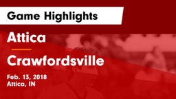 Attica  vs Crawfordsville  Game Highlights - Feb. 13, 2018