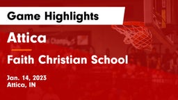 Attica  vs Faith Christian School Game Highlights - Jan. 14, 2023