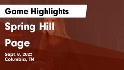 Spring Hill  vs Page  Game Highlights - Sept. 8, 2022