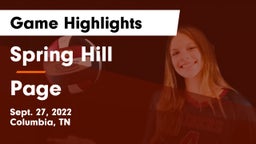 Spring Hill  vs Page  Game Highlights - Sept. 27, 2022