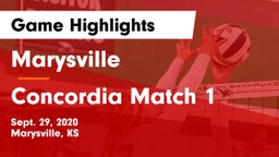 Marysville  vs Concordia Match 1 Game Highlights - Sept. 29, 2020