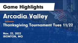 Arcadia Valley  vs Thanksgiving Tournament Tues 11/22 Game Highlights - Nov. 22, 2022
