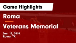 Roma  vs Veterans Memorial  Game Highlights - Jan. 12, 2018