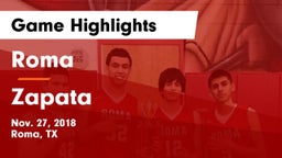Roma  vs Zapata  Game Highlights - Nov. 27, 2018