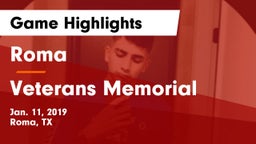 Roma  vs Veterans Memorial  Game Highlights - Jan. 11, 2019