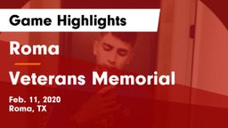 Roma  vs Veterans Memorial  Game Highlights - Feb. 11, 2020