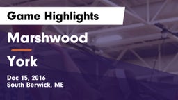 Marshwood  vs York  Game Highlights - Dec 15, 2016