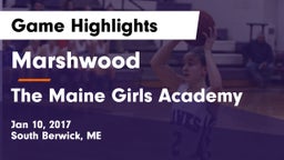 Marshwood  vs The Maine Girls Academy Game Highlights - Jan 10, 2017
