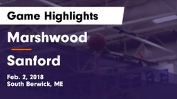 Marshwood  vs Sanford  Game Highlights - Feb. 2, 2018