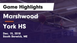 Marshwood  vs York HS Game Highlights - Dec. 15, 2018