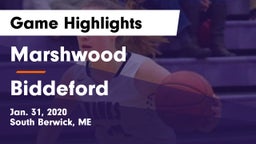 Marshwood  vs Biddeford  Game Highlights - Jan. 31, 2020