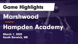Marshwood  vs Hampden Academy Game Highlights - March 1, 2020