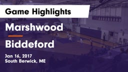 Marshwood  vs Biddeford Game Highlights - Jan 16, 2017