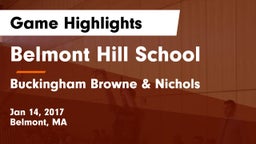 Belmont Hill School vs Buckingham Browne & Nichols  Game Highlights - Jan 14, 2017