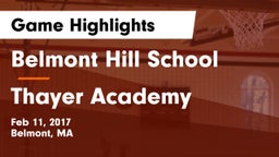 Belmont Hill School vs Thayer Academy  Game Highlights - Feb 11, 2017