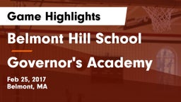 Belmont Hill School vs Governor's Academy  Game Highlights - Feb 25, 2017