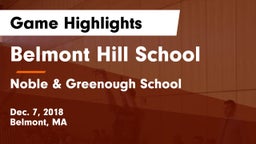 Belmont Hill School vs Noble & Greenough School Game Highlights - Dec. 7, 2018