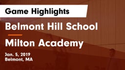 Belmont Hill School vs Milton Academy  Game Highlights - Jan. 5, 2019