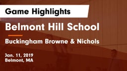 Belmont Hill School vs Buckingham Browne & Nichols  Game Highlights - Jan. 11, 2019