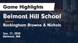 Belmont Hill School vs Buckingham Browne & Nichols  Game Highlights - Jan. 17, 2020