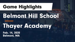 Belmont Hill School vs Thayer Academy  Game Highlights - Feb. 14, 2020