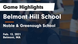Belmont Hill School vs Noble & Greenough School Game Highlights - Feb. 13, 2021