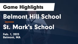 Belmont Hill School vs St. Mark's School Game Highlights - Feb. 1, 2023
