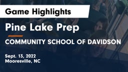 Pine Lake Prep  vs COMMUNITY SCHOOL OF DAVIDSON Game Highlights - Sept. 13, 2022