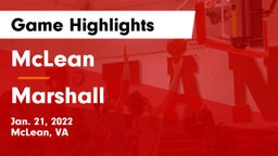McLean  vs Marshall  Game Highlights - Jan. 21, 2022