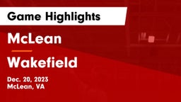 McLean  vs Wakefield  Game Highlights - Dec. 20, 2023