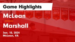 McLean  vs Marshall  Game Highlights - Jan. 10, 2024