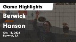 Berwick  vs Hanson Game Highlights - Oct. 18, 2022