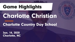 Charlotte Christian  vs Charlotte Country Day School Game Highlights - Jan. 14, 2020