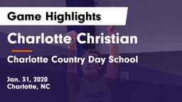 Charlotte Christian  vs Charlotte Country Day School Game Highlights - Jan. 31, 2020