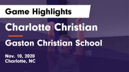 Charlotte Christian  vs Gaston Christian School Game Highlights - Nov. 10, 2020