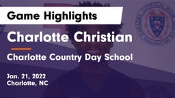 Charlotte Christian  vs Charlotte Country Day School Game Highlights - Jan. 21, 2022