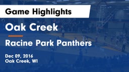 Oak Creek  vs Racine Park Panthers  Game Highlights - Dec 09, 2016