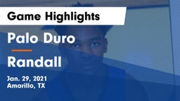 Palo Duro  vs Randall  Game Highlights - Jan. 29, 2021