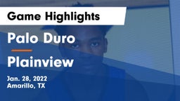 Palo Duro  vs Plainview  Game Highlights - Jan. 28, 2022