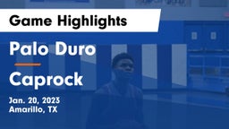 Palo Duro  vs Caprock  Game Highlights - Jan. 20, 2023