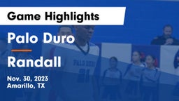 Palo Duro  vs Randall  Game Highlights - Nov. 30, 2023