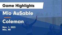 Mio AuSable  vs Coleman Game Highlights - Nov. 1, 2023