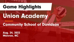 Union Academy  vs Community School of Davidson Game Highlights - Aug. 24, 2022