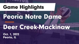 Peoria Notre Dame  vs Deer Creek-Mackinaw  Game Highlights - Oct. 1, 2022
