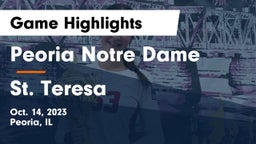 Peoria Notre Dame  vs St. Teresa  Game Highlights - Oct. 14, 2023