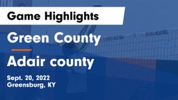 Green County  vs Adair county  Game Highlights - Sept. 20, 2022