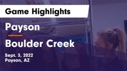 Payson  vs Boulder Creek  Game Highlights - Sept. 3, 2022