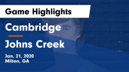 Cambridge  vs Johns Creek  Game Highlights - Jan. 21, 2020