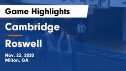 Cambridge  vs Roswell  Game Highlights - Nov. 23, 2020